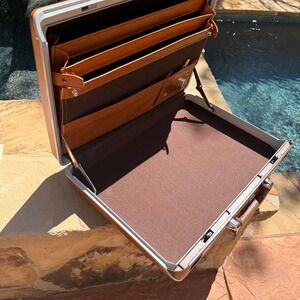 Vintage Samsonite Attache Briefcase Tan Brown Hard Case Organizer EUC Classic